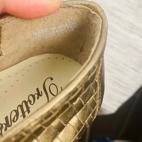 Trotter s Gold Woven Loafers Flats Size 5 Quiet Luxury Metallic Classic - Picture 5 of 7